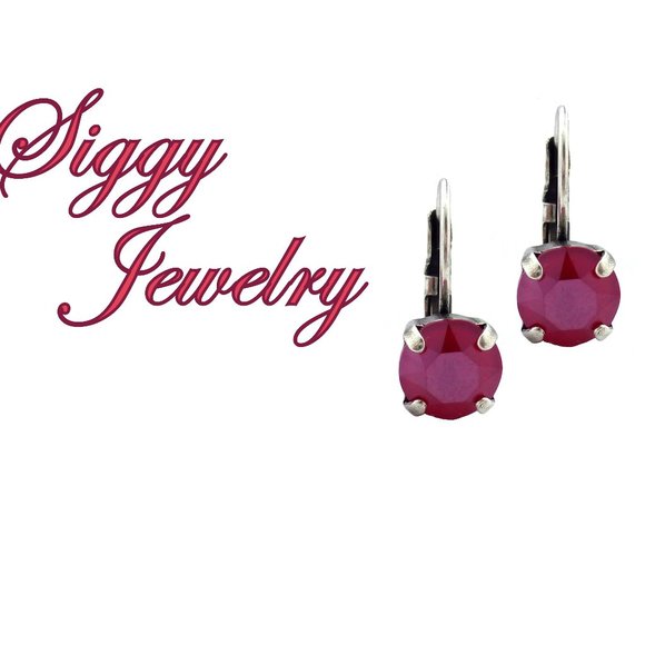 Siggy Jewelry Jewelry - Swarovski Crystal Ruby Royal Red Drop Earrings